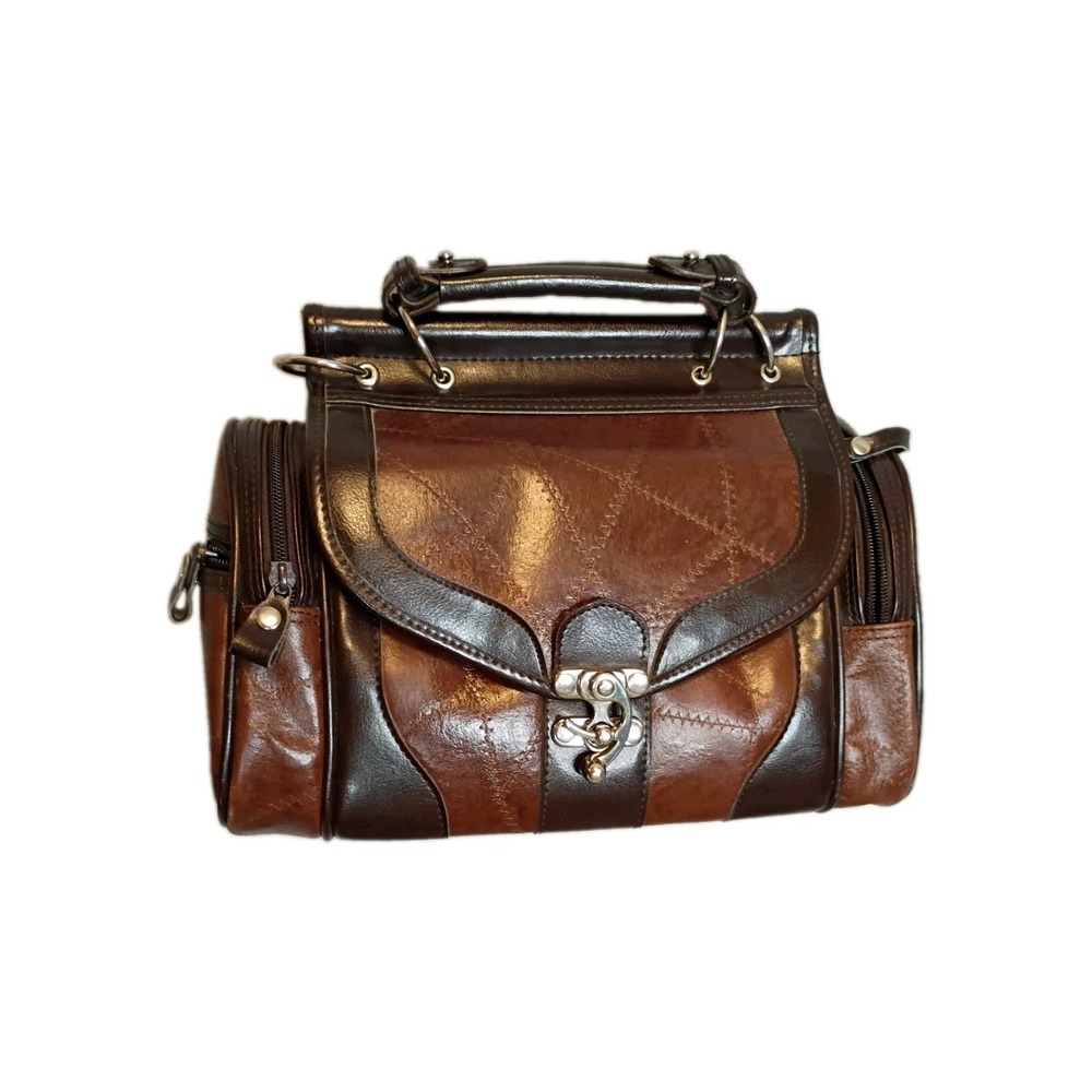 Faux Leather Brown Camera Doctor Bag Purse Tote Crossover- Lots Of Pockets